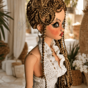 Extra Long Blond Box Braids with Curls for Smart Dolls