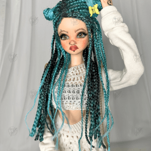 Caribbean Black & Teal Long Braids for Smart Dolls