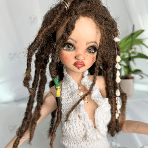 Caribbean Dark Brown Locs with Jewelry for Smart Dolls